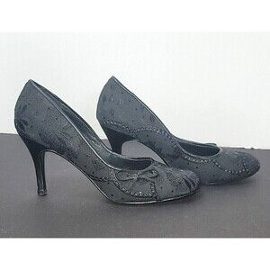 Steve Madden Leather and Cloth Embellished Heels - Size 8.5